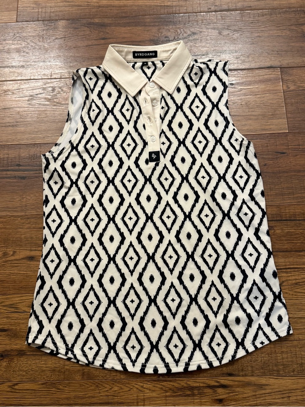 Byrdgang Sleeveless Golf Polo Tank - Black & White Diamond
